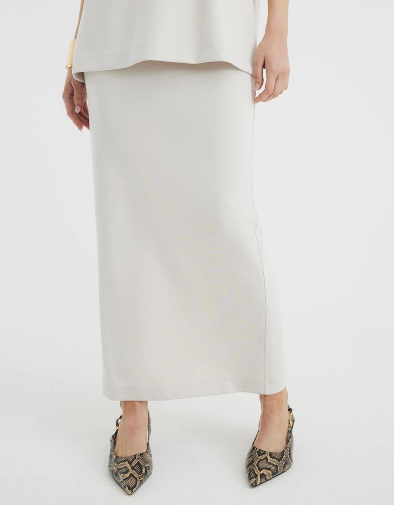 Neoprene Maxi Skirt - Cream
