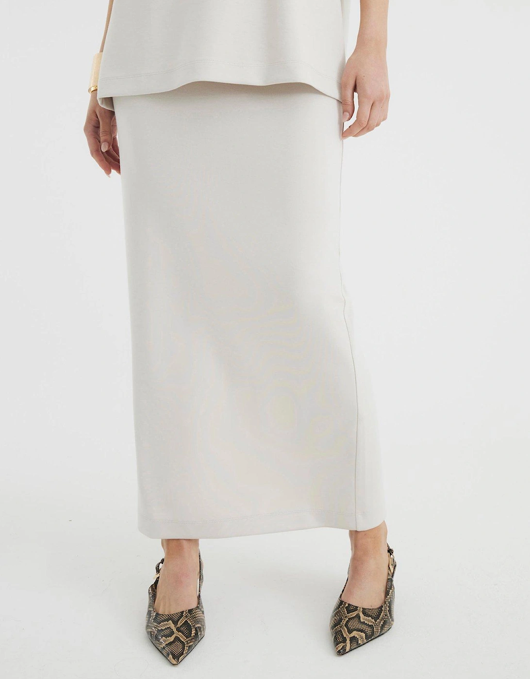 Neoprene Maxi Skirt - Cream, 2 of 1
