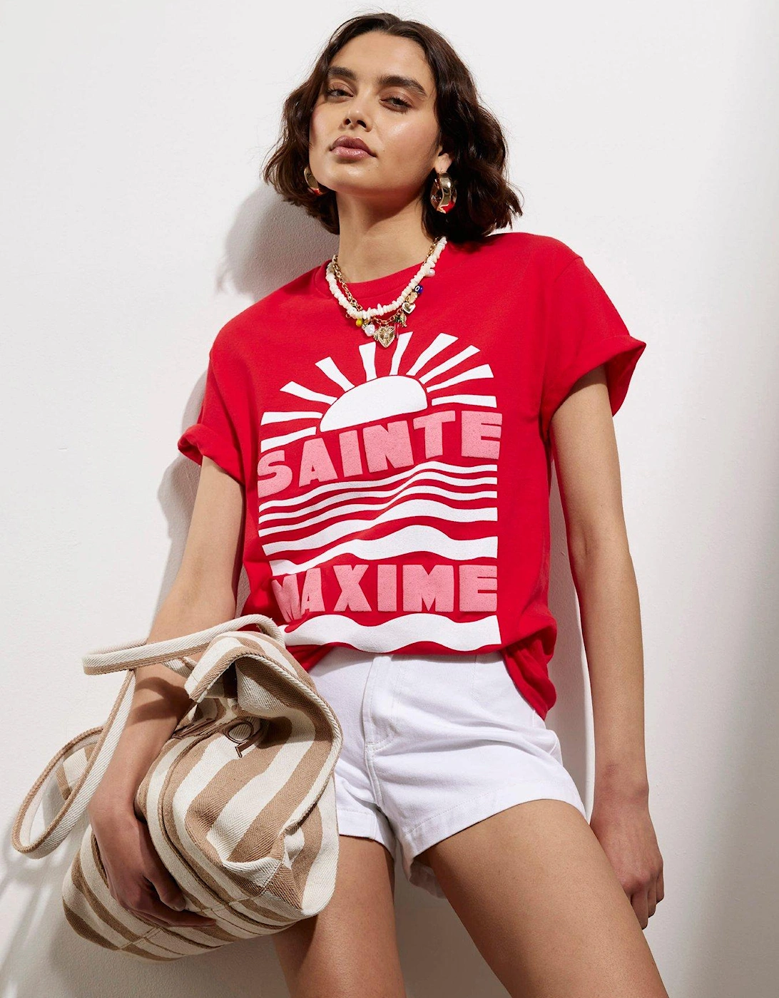 Short Sleeve Saint Maxime Print Tee - Red, 2 of 1