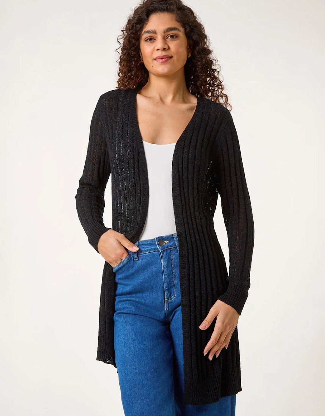 Longline Lightweight Knit Cardigan, 2 of 1