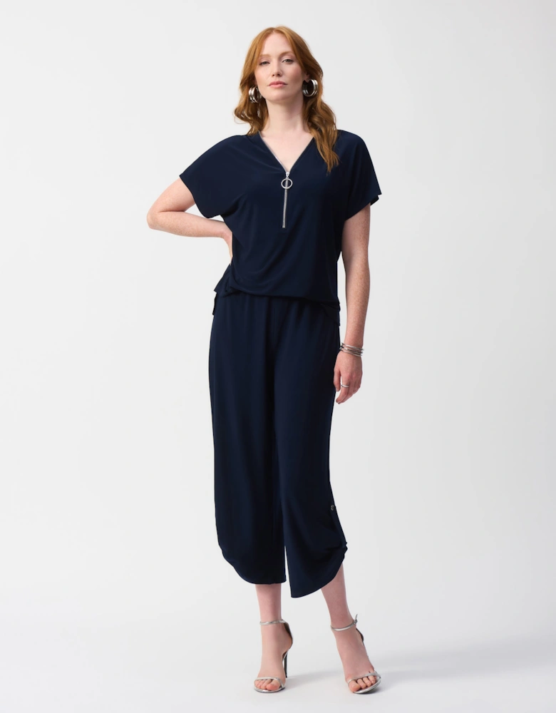 Silky knit culotte jumpsuit
