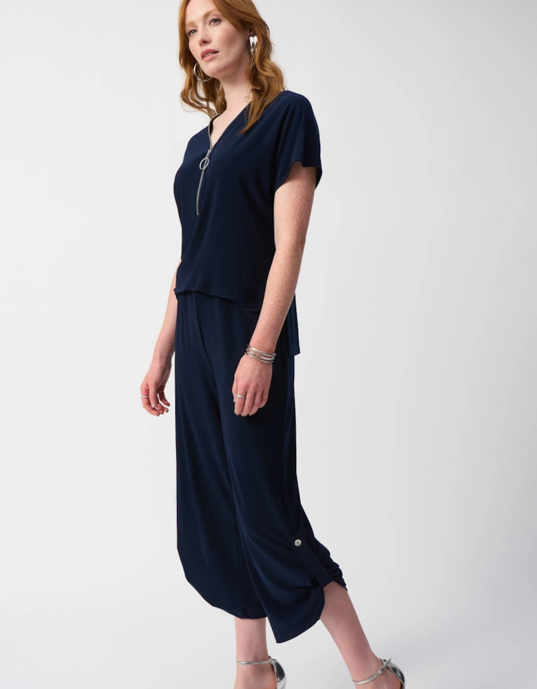 Silky knit culotte jumpsuit
