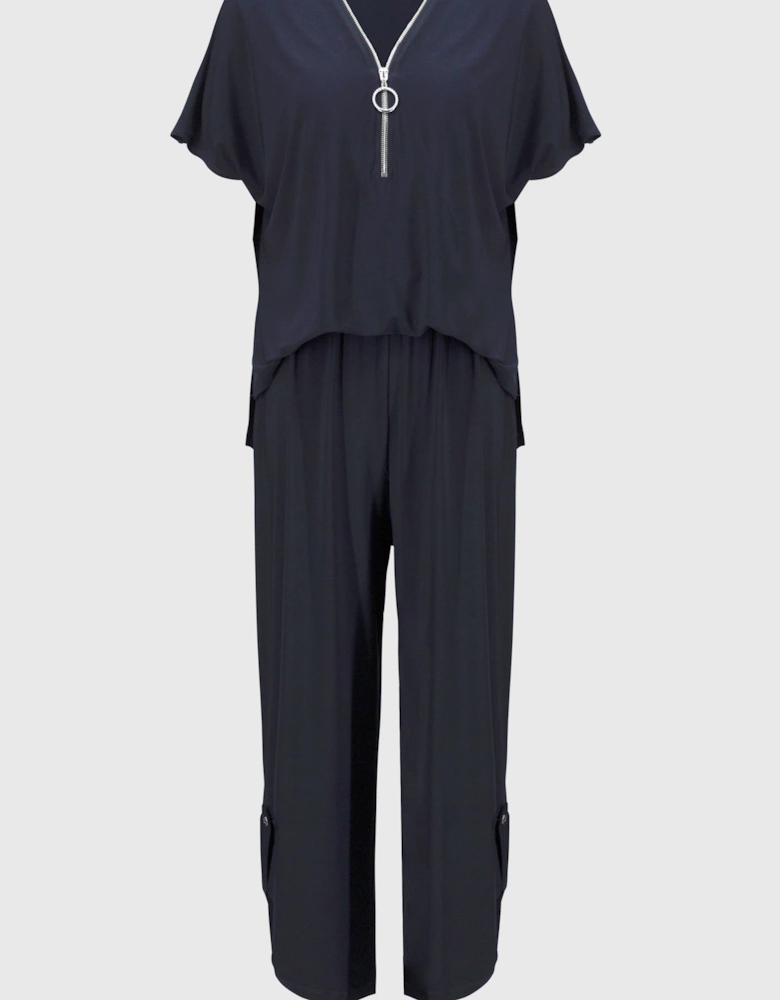 Silky knit culotte jumpsuit