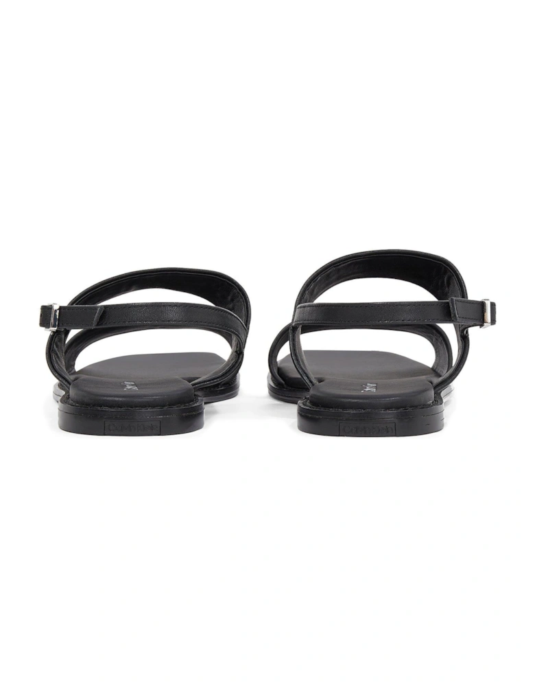 Double Strap Logo Sandals - Black