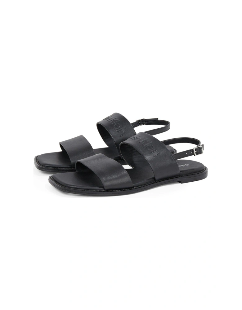 Double Strap Logo Sandals - Black