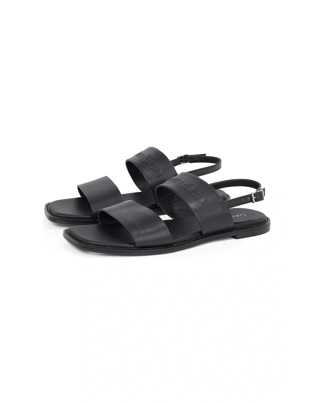 Double Strap Logo Sandals - Black