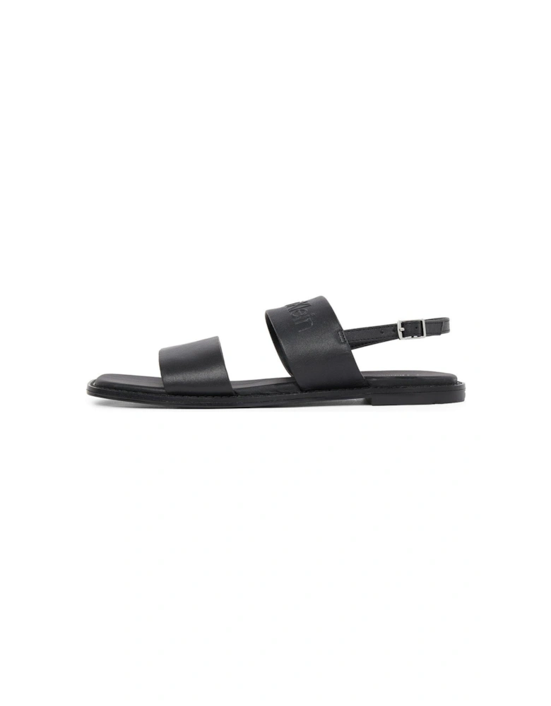 Double Strap Logo Sandals - Black