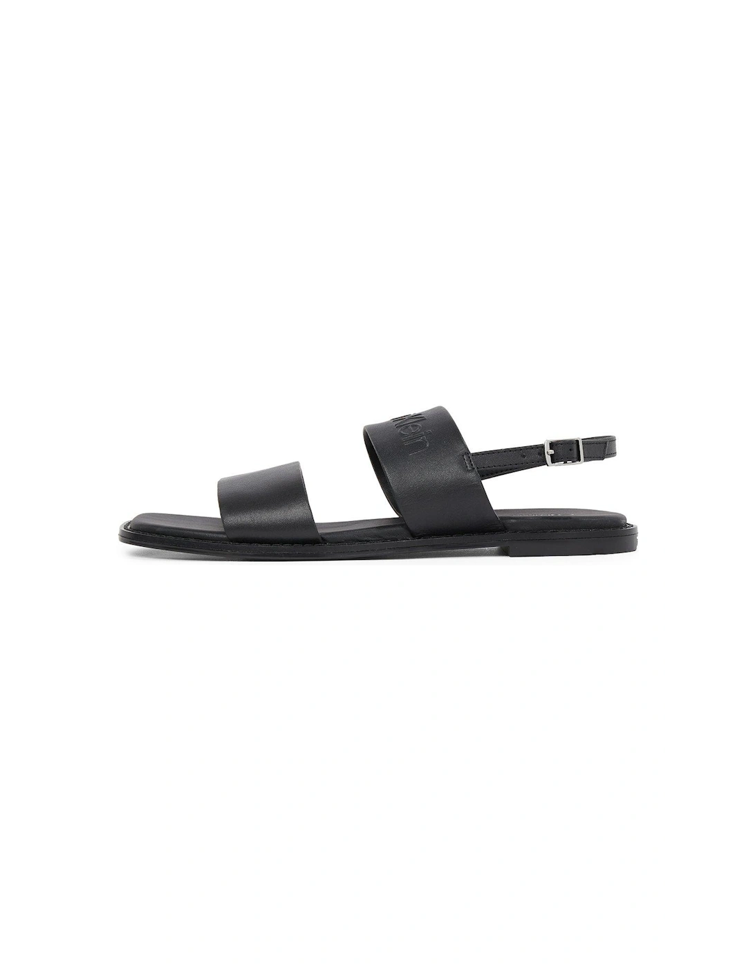 Double Strap Logo Sandals - Black