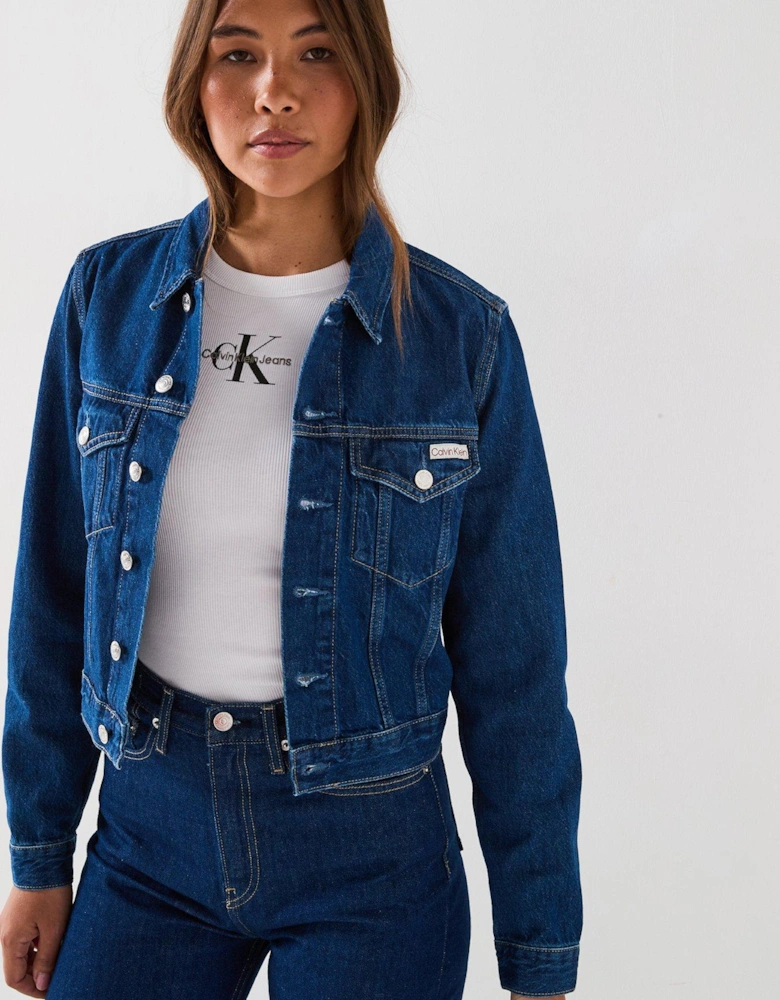 Cropped Denim Jacket - Blue