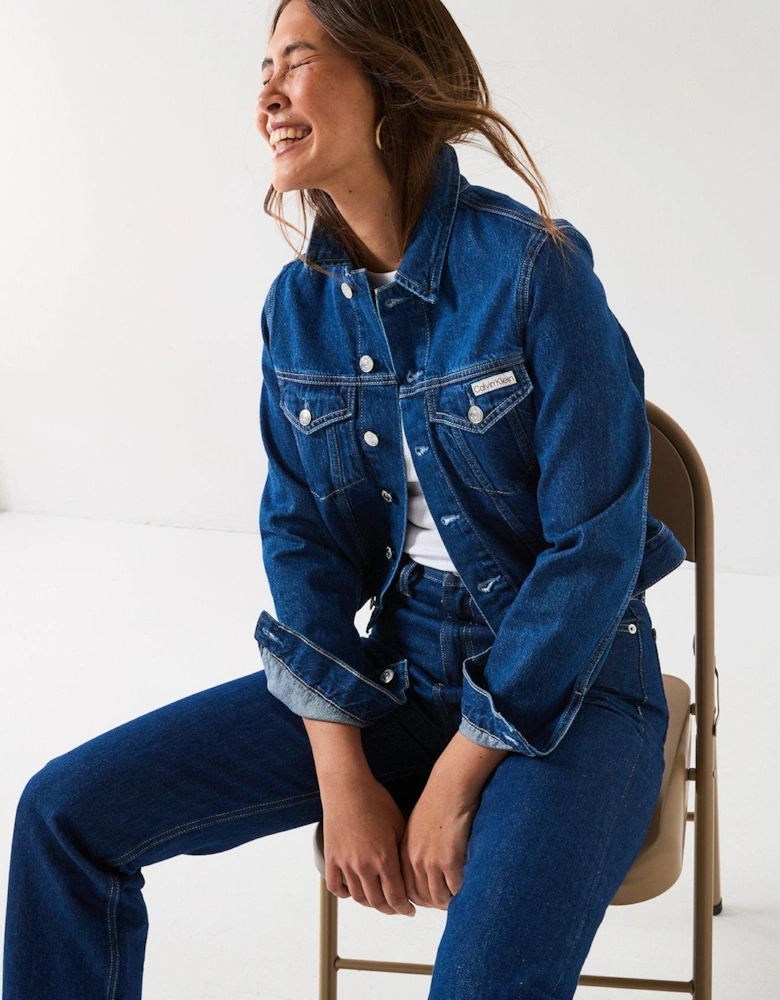Cropped Denim Jacket - Blue
