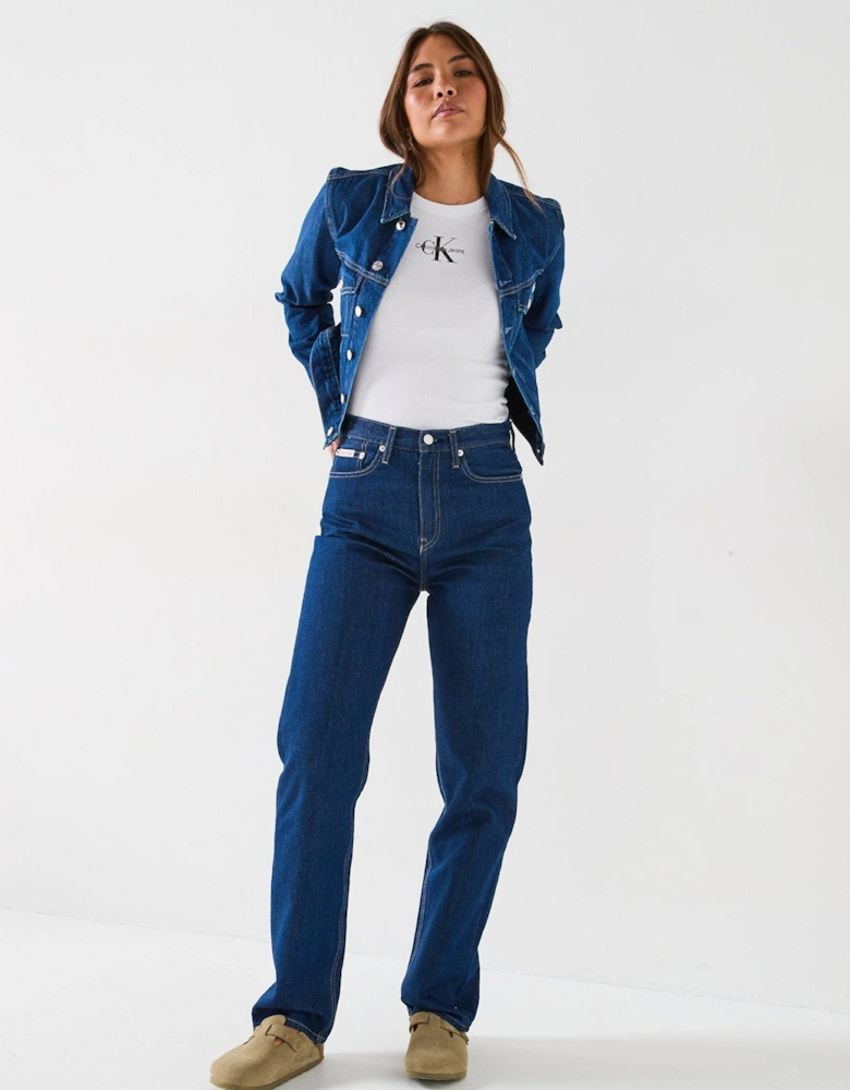 Cropped Denim Jacket - Blue