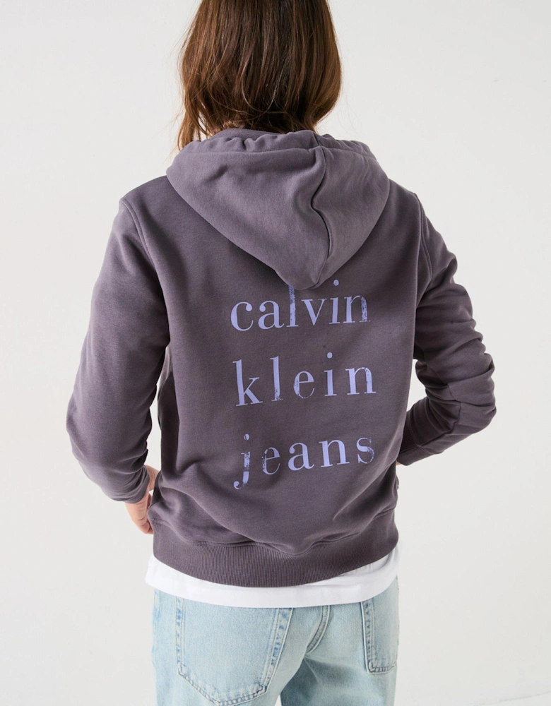 Graphic Back Hoodie - Grey