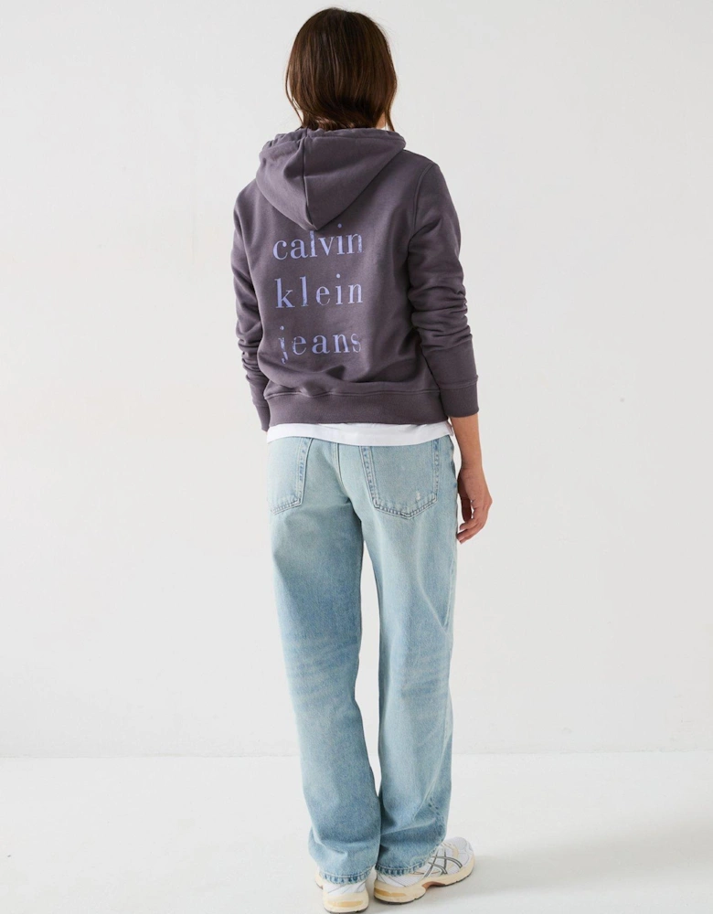 Graphic Back Hoodie - Grey