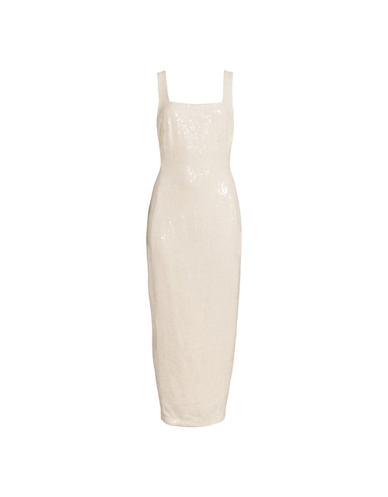 Sequin Midaxi Tailored Dress - Beige 