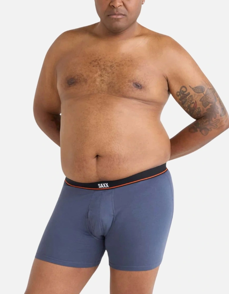 2-Pack Non-Stop Stretch Cotton Fly Boxer Briefs 5", Black/Navy