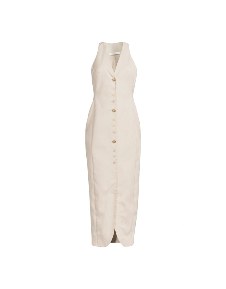 Tailored Multi Button Dress - Beige