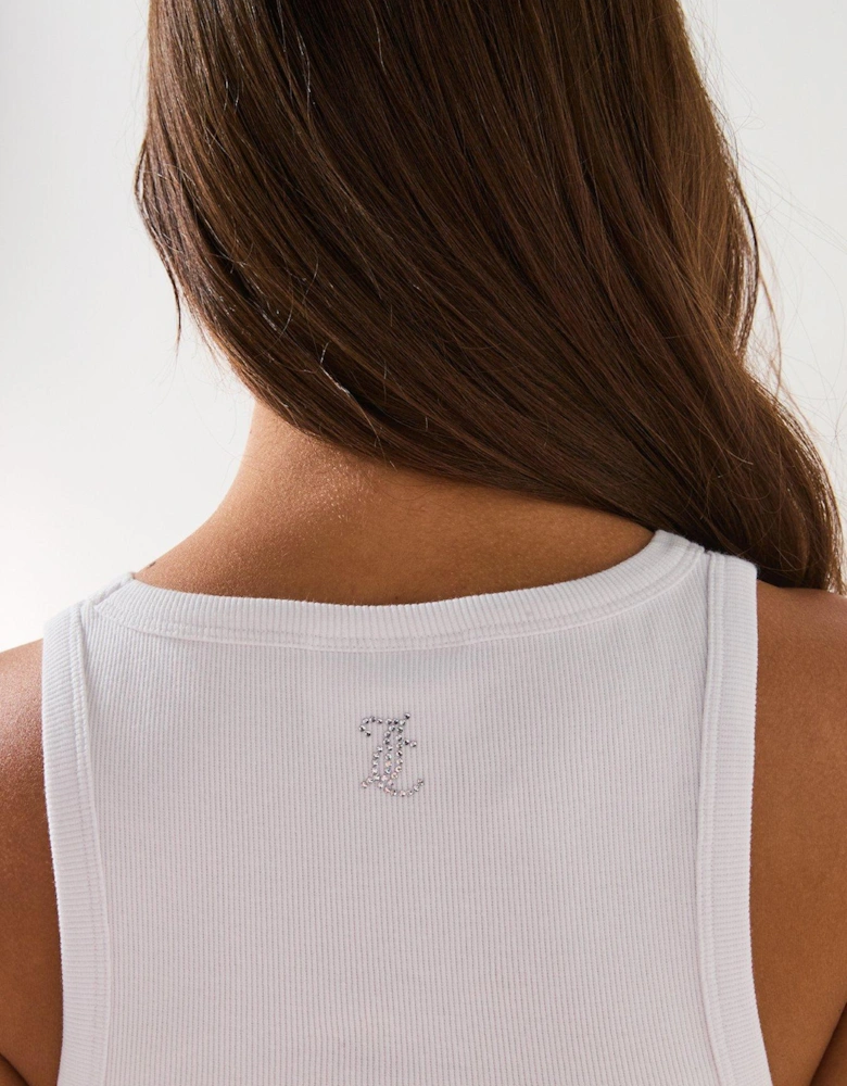 Racer Vest With Diamante Logo - White