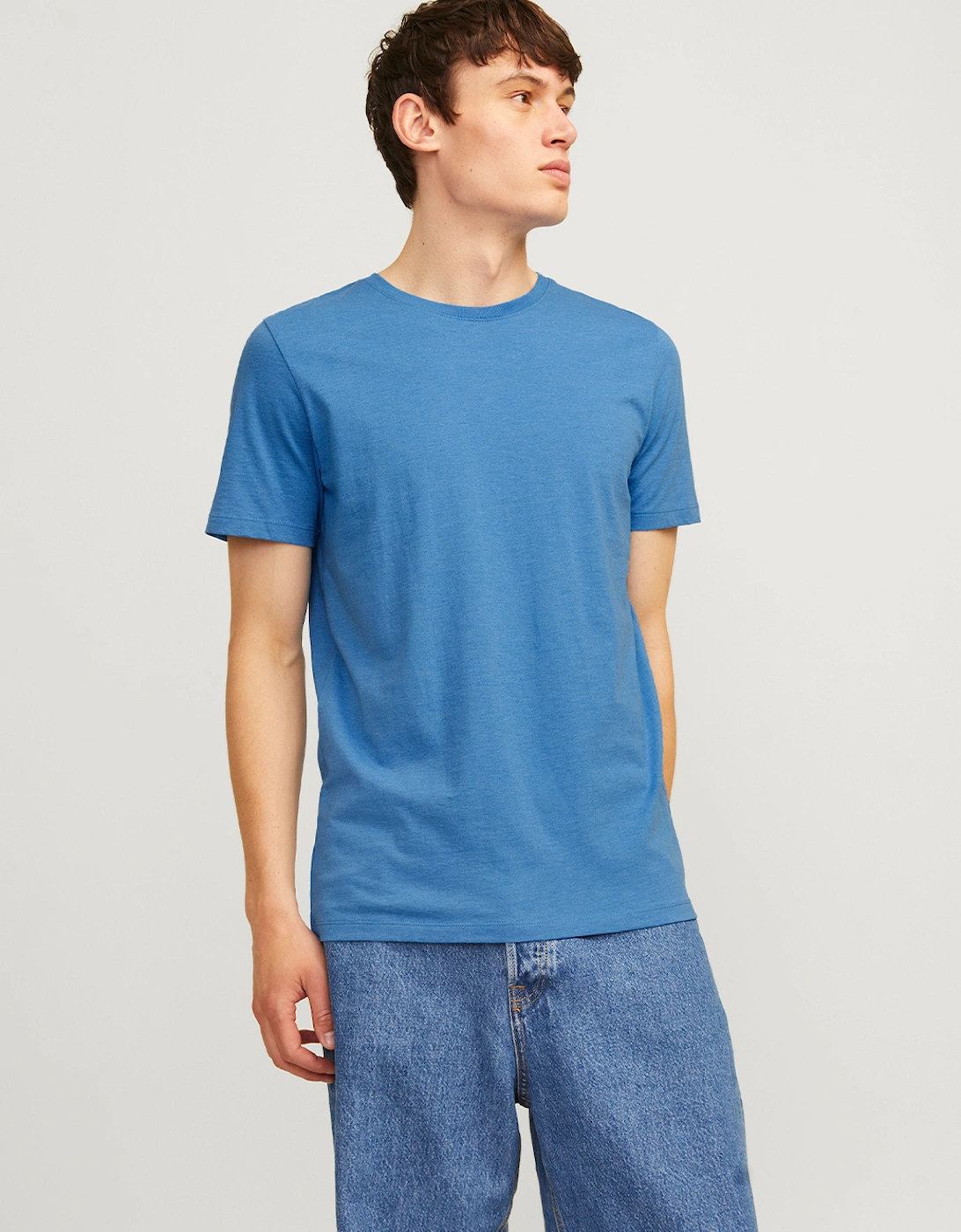Jack & Jones Men's Blue Essentials Short Sleeve Tee French Melange - : Regular/40 Large