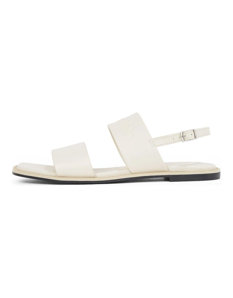 Double Strap Logo Sandal - White