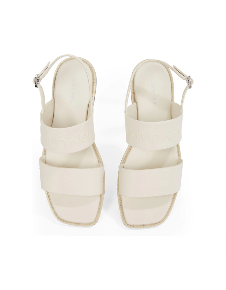 Double Strap Logo Sandal - White