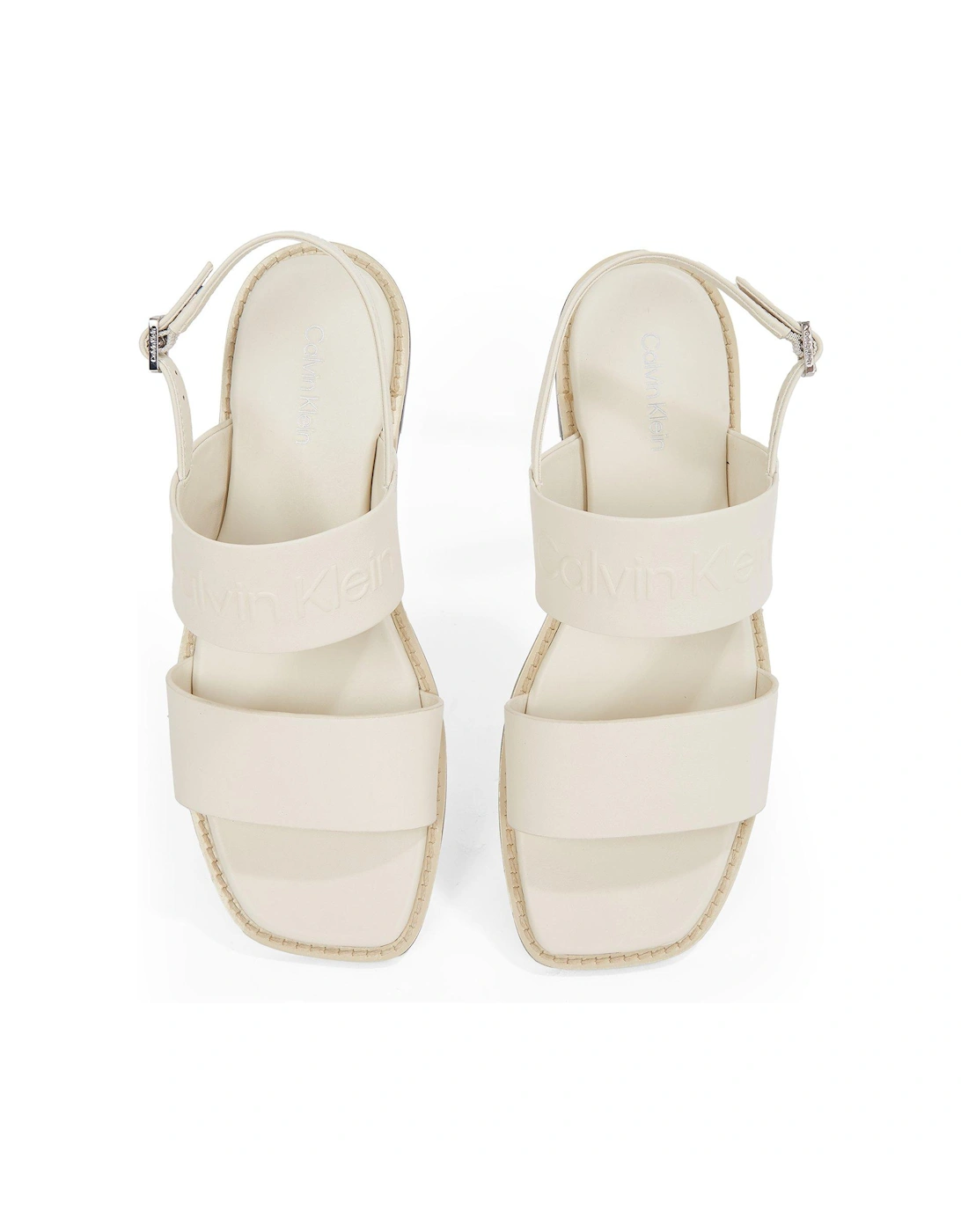 Double Strap Logo Sandal - White