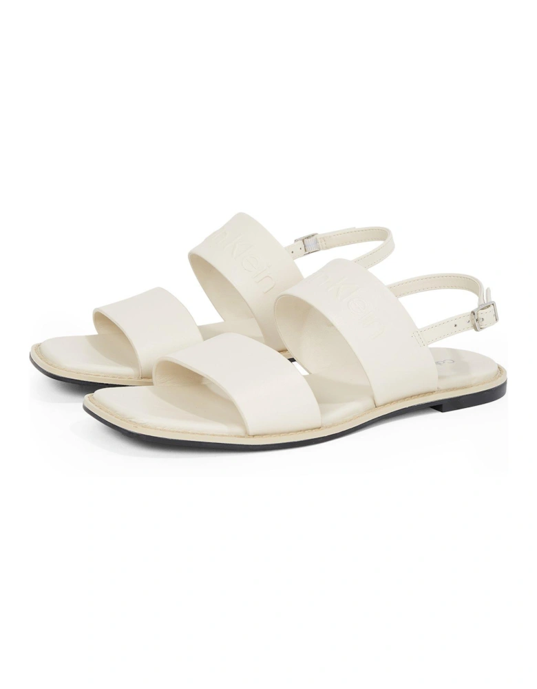 Double Strap Logo Sandal - White