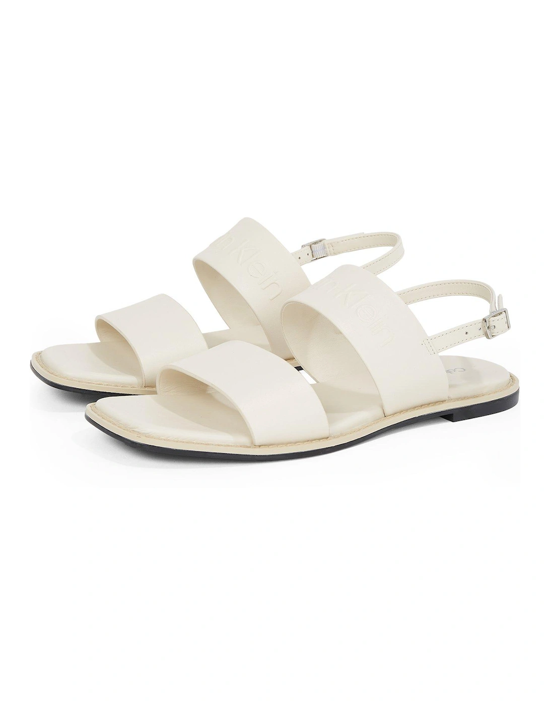 Double Strap Logo Sandal - White
