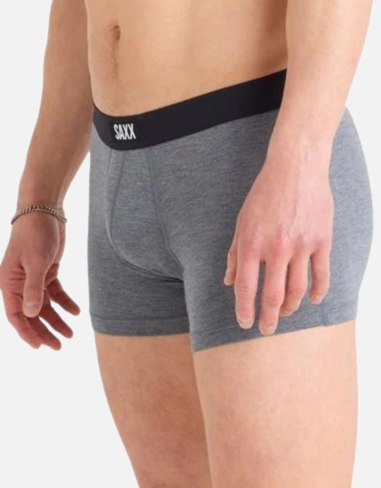 Vibe Xtra Soft Fly Boxer Trunk 3", Dark Grey Heather