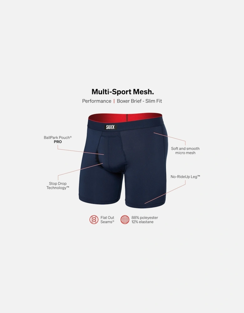 Multi-Sport Performance Fly Boxer Brief 6", Navy