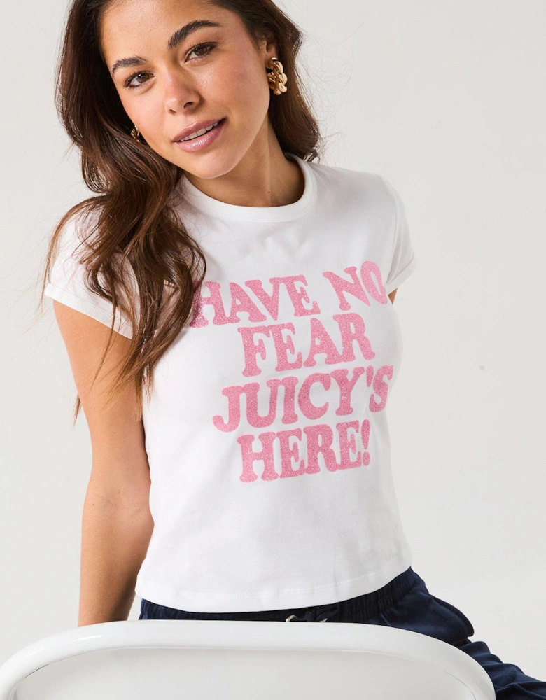 Have No Fear Slogan Cap Sleeve Baby T-Shirt - White