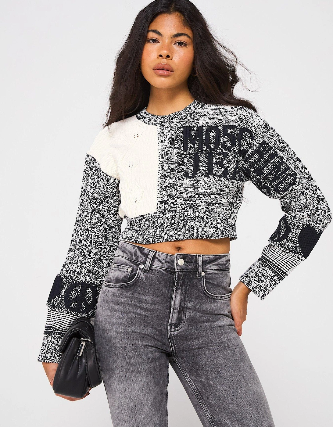 Logo Cropped Knitted Jumper - White