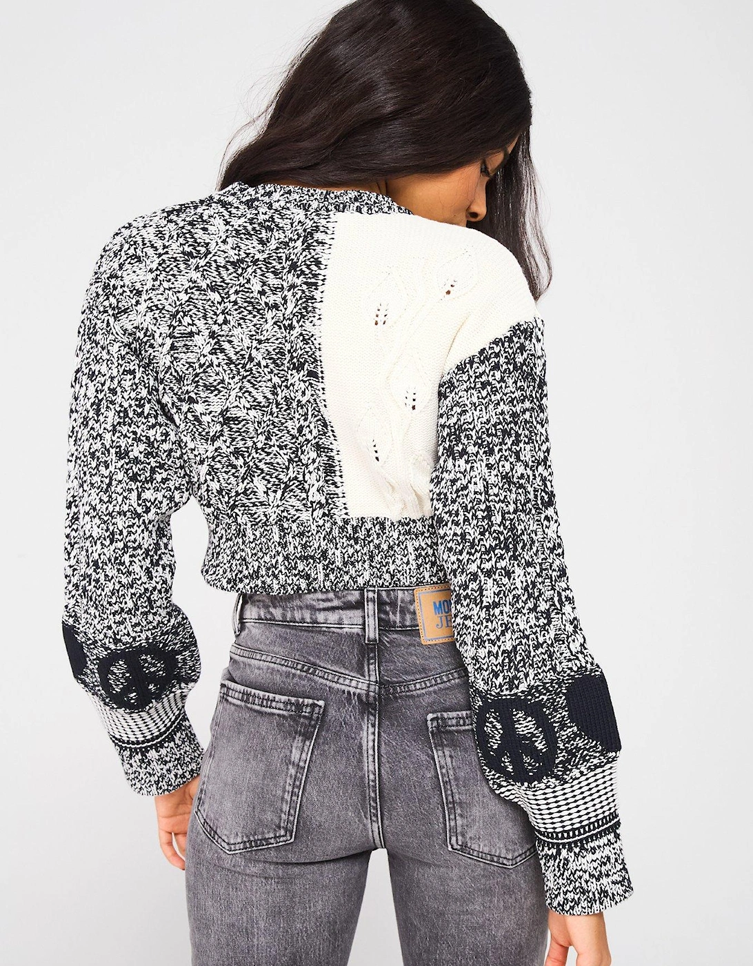 Logo Cropped Knitted Jumper - White