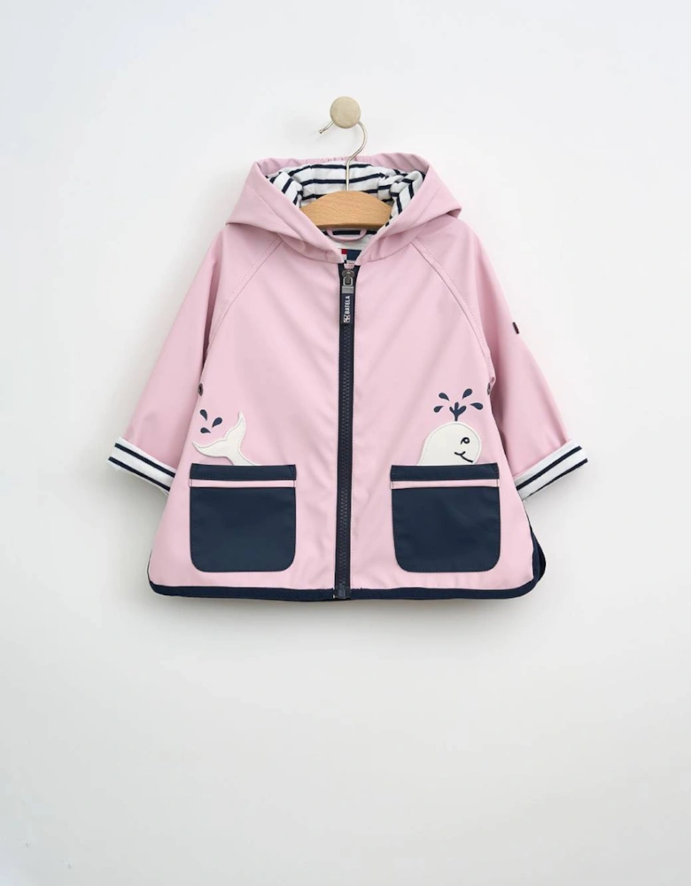 Baby's Whales Raincoat with Cotton Lining Light Rose