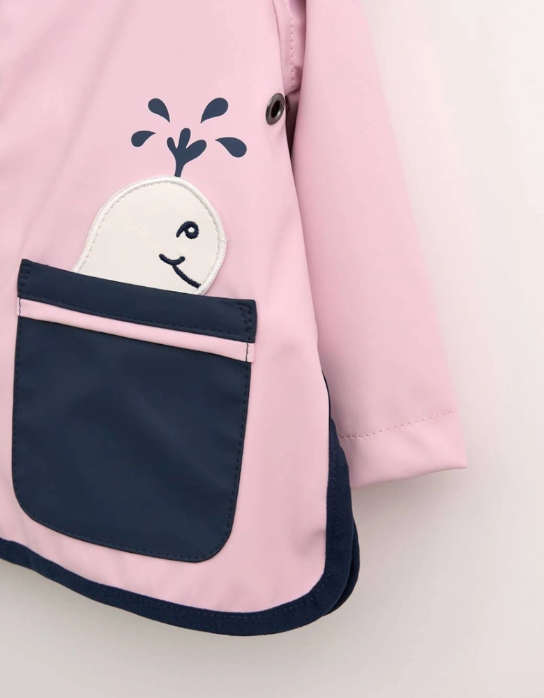 Baby's Whales Raincoat with Cotton Lining Light Rose