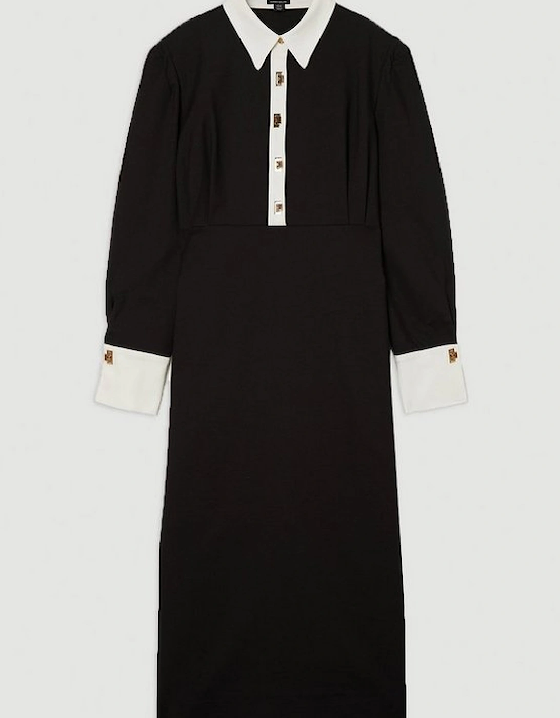 Plus Size Techno Cotton Woven Maxi Dress With Contrast Placket
