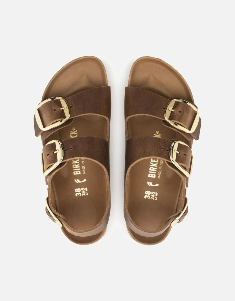 Women's Milano Big Buckle Natural Leather Oiled Narrow Fit Cognac