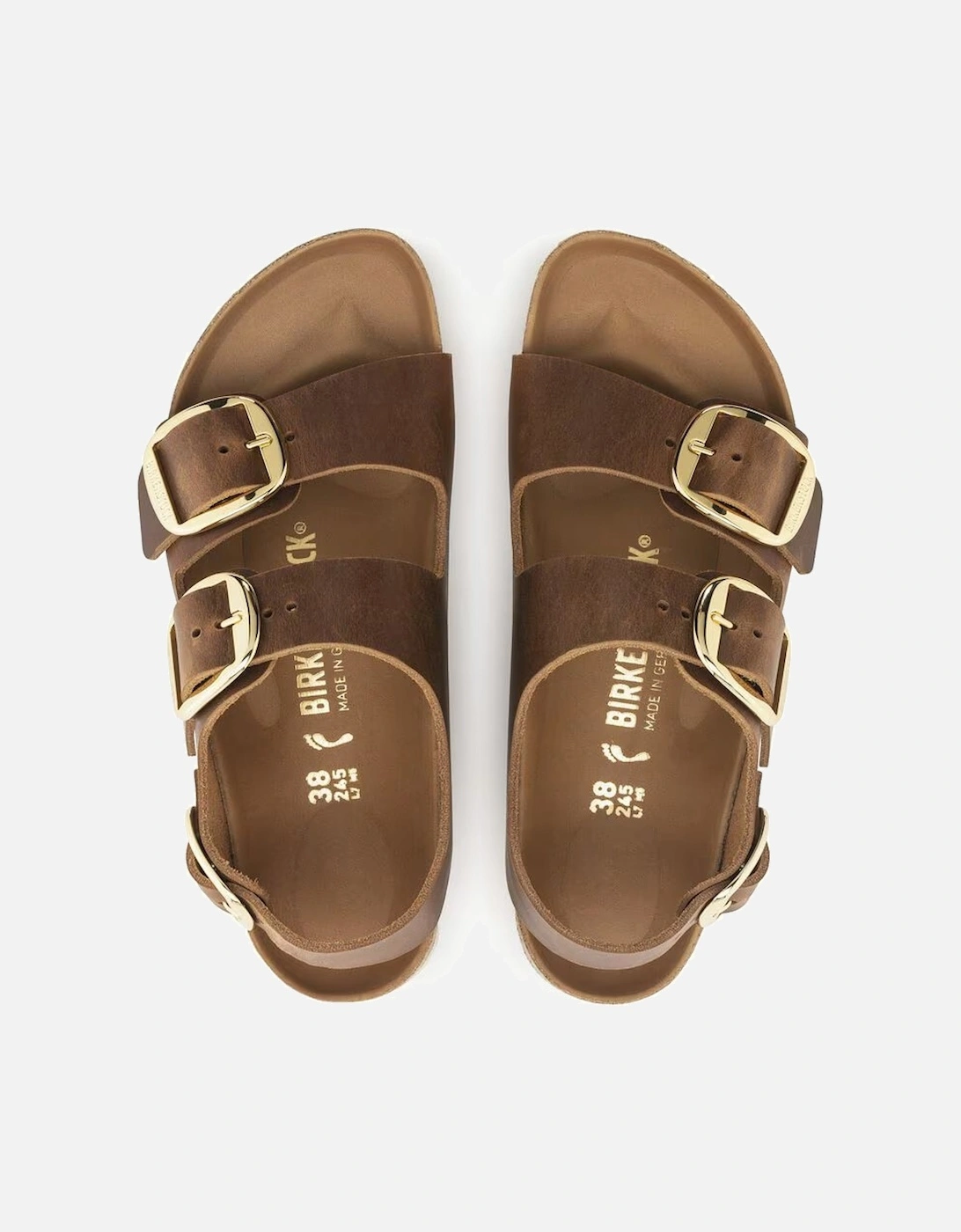 Women's Milano Big Buckle Natural Leather Oiled Narrow Fit Cognac