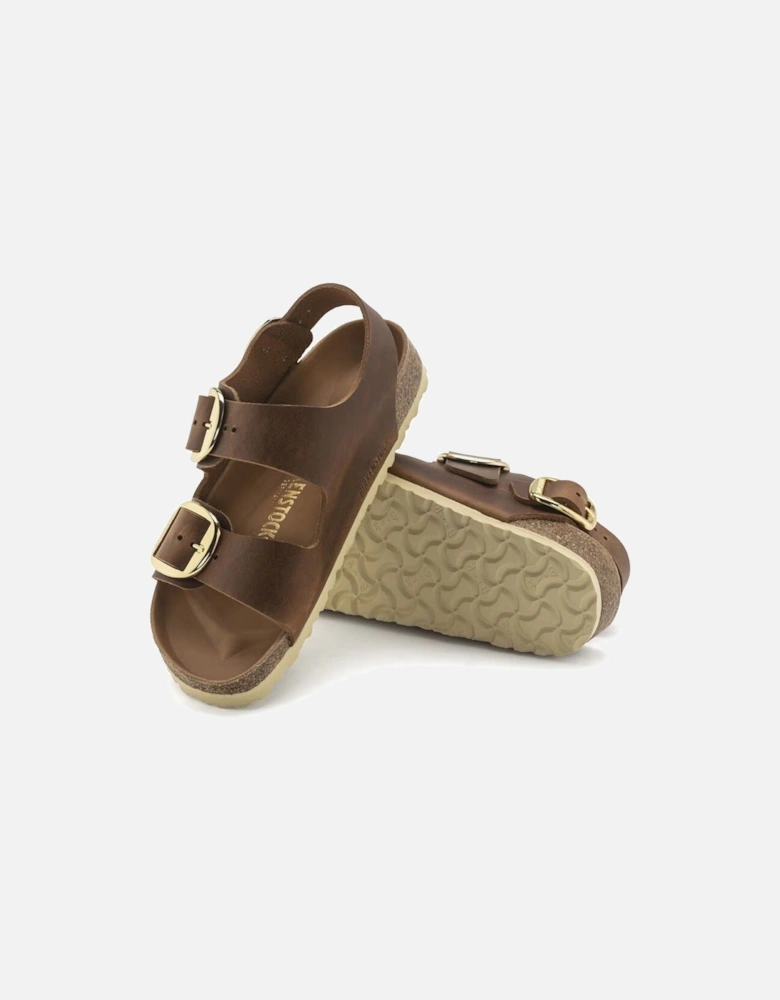 Women's Milano Big Buckle Natural Leather Oiled Narrow Fit Cognac