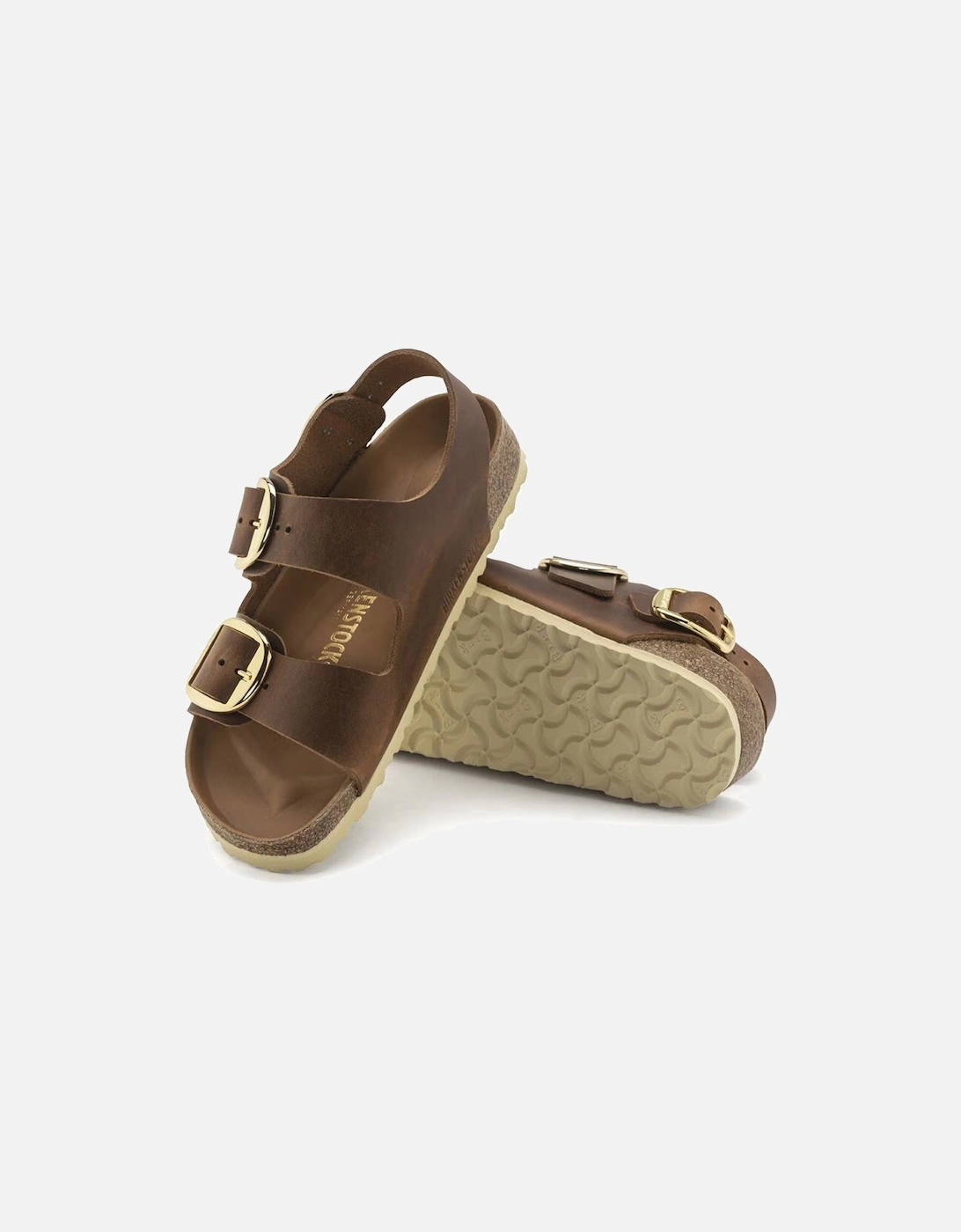 Women's Milano Big Buckle Natural Leather Oiled Narrow Fit Cognac