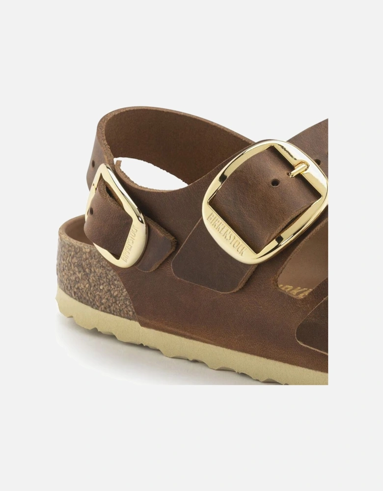 Women's Milano Big Buckle Natural Leather Oiled Narrow Fit Cognac