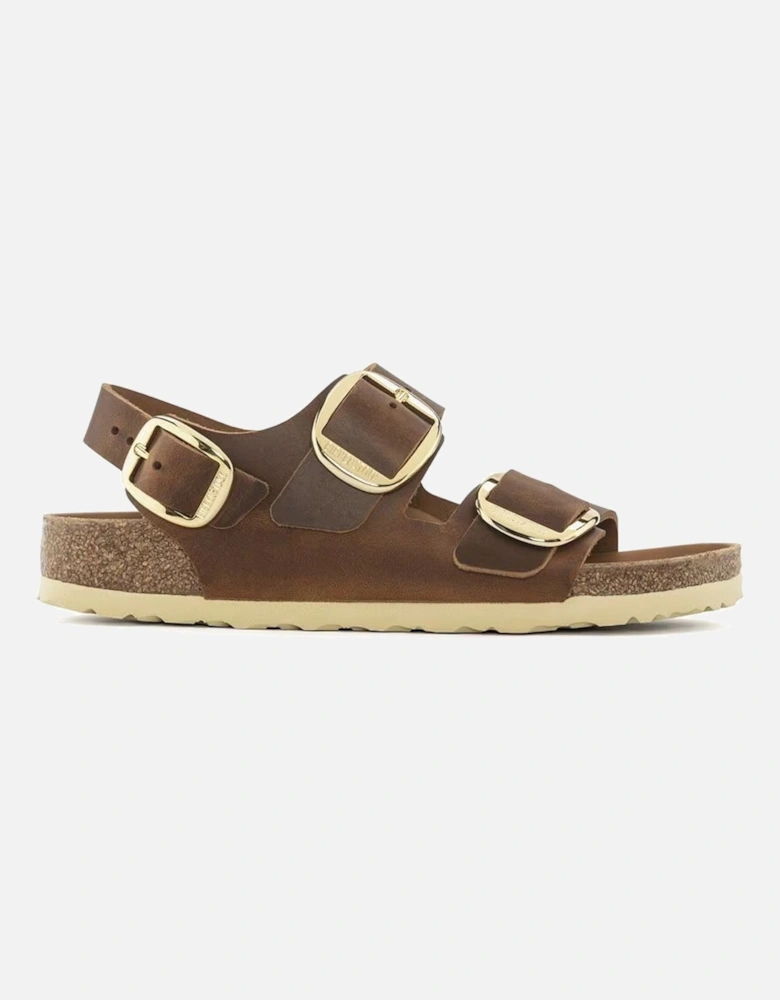 Women's Milano Big Buckle Natural Leather Oiled Narrow Fit Cognac