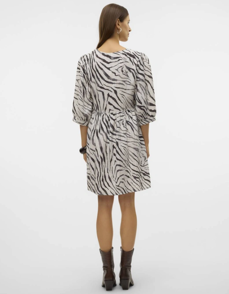 Dora Desy 3/4 V-neck Short Dress Cloud Dancer Dora