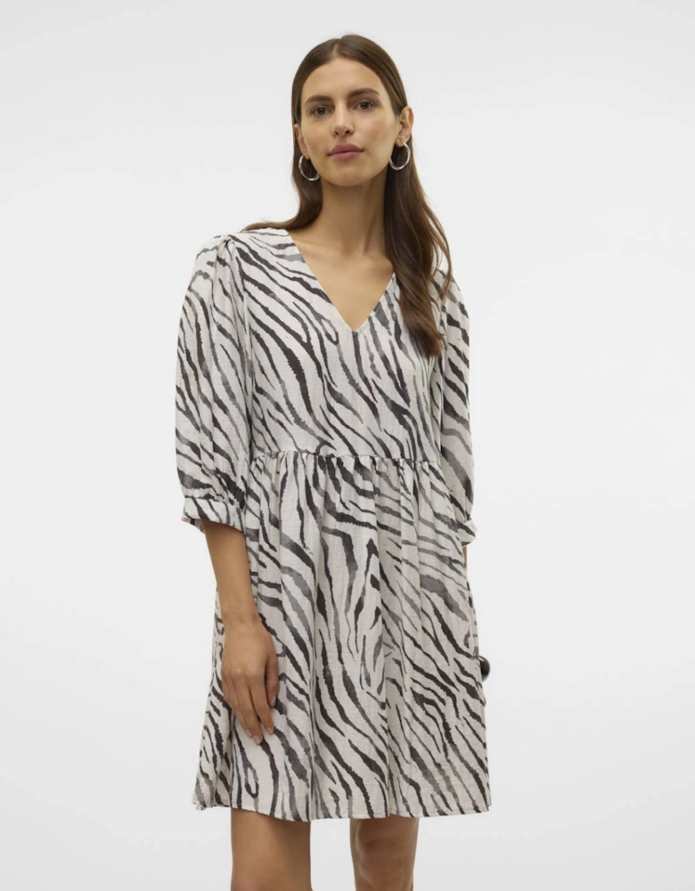Dora Desy 3/4 V-neck Short Dress Cloud Dancer Dora