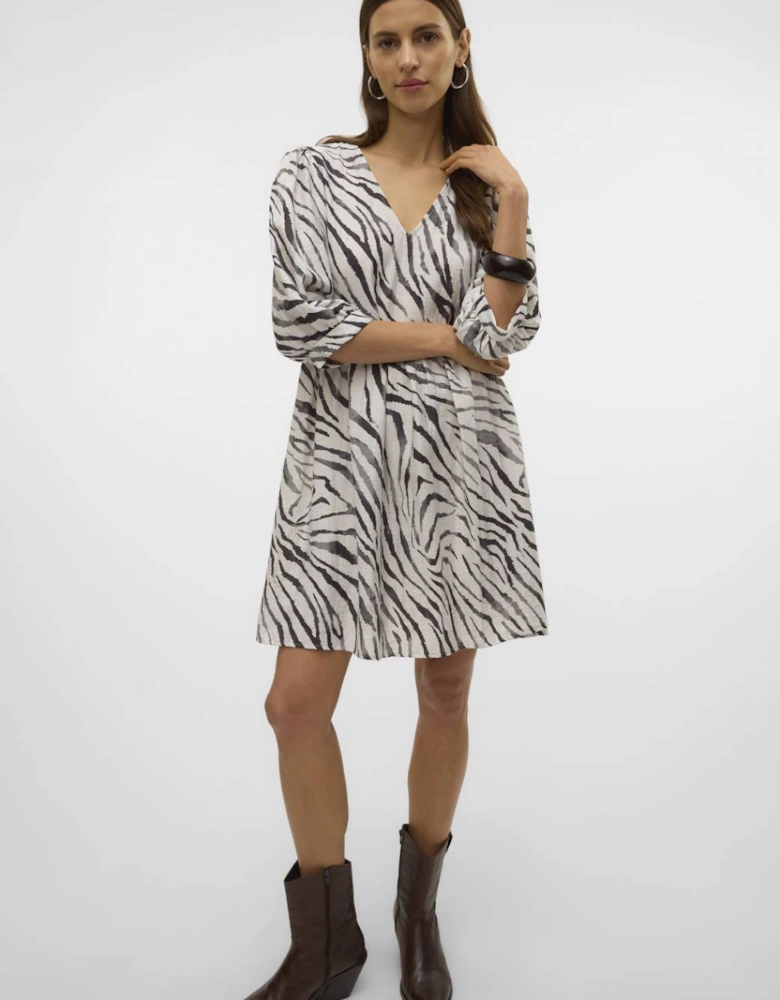 Dora Desy 3/4 V-neck Short Dress Cloud Dancer Dora