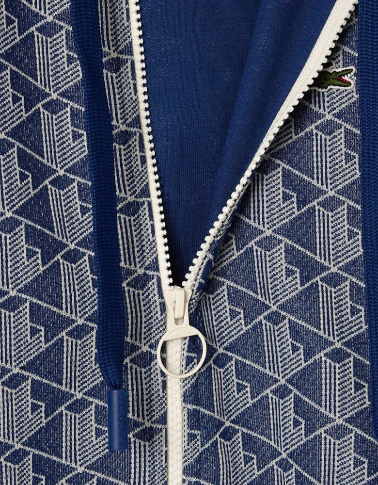 Jacquard Monogram Hoodie - Jacquard Monogram Zip Front Hoodie
