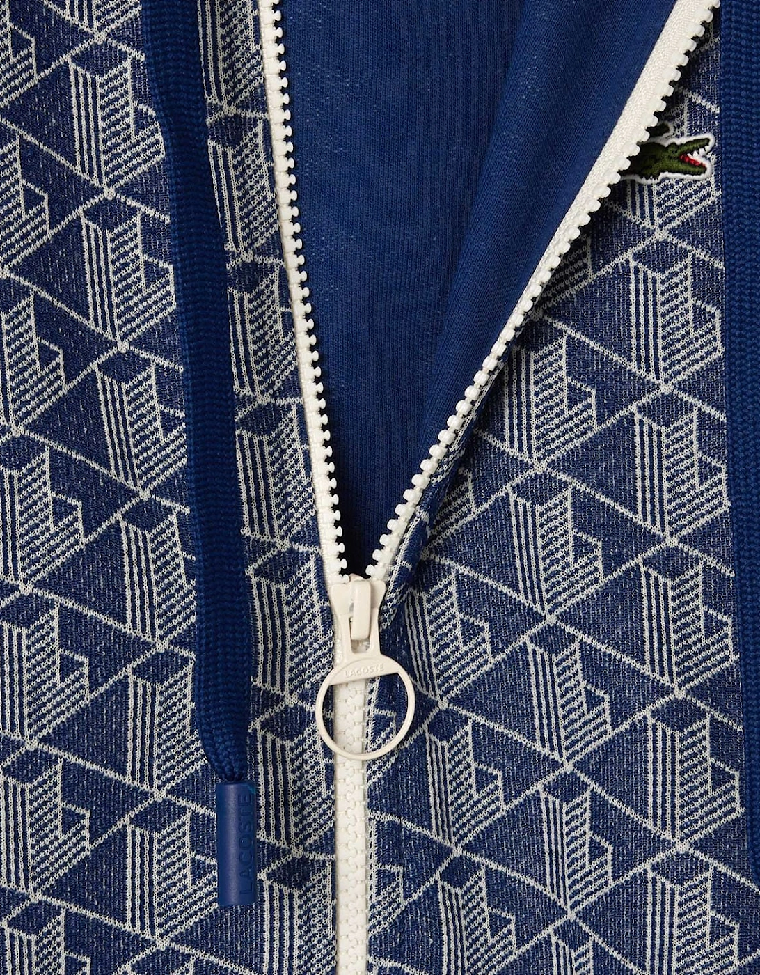 Jacquard Monogram Hoodie - Jacquard Monogram Zip Front Hoodie