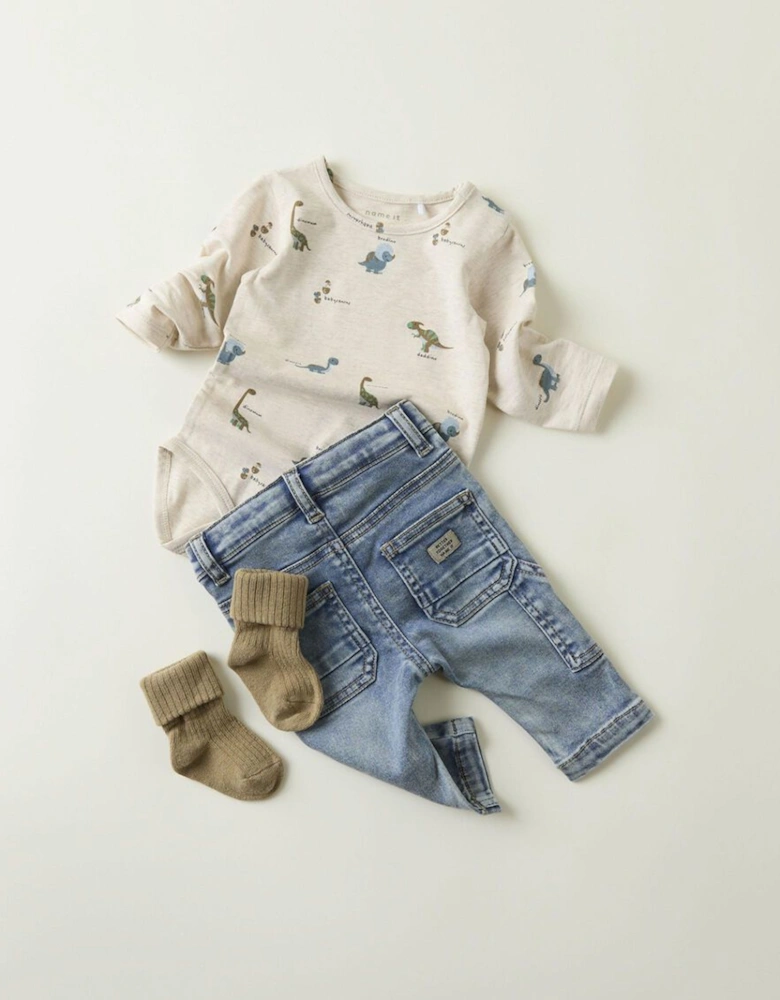 Baby Boy's Dinos Long Sleeve Body Peyote Melange