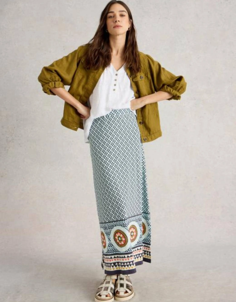 Women's Fay Jersey Maxi Column Skirt Regular Blue Multi