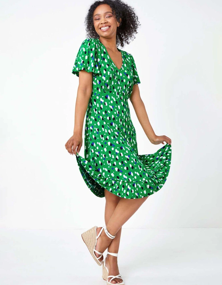 Petite Spot Frill Hem Stretch Skater Dress