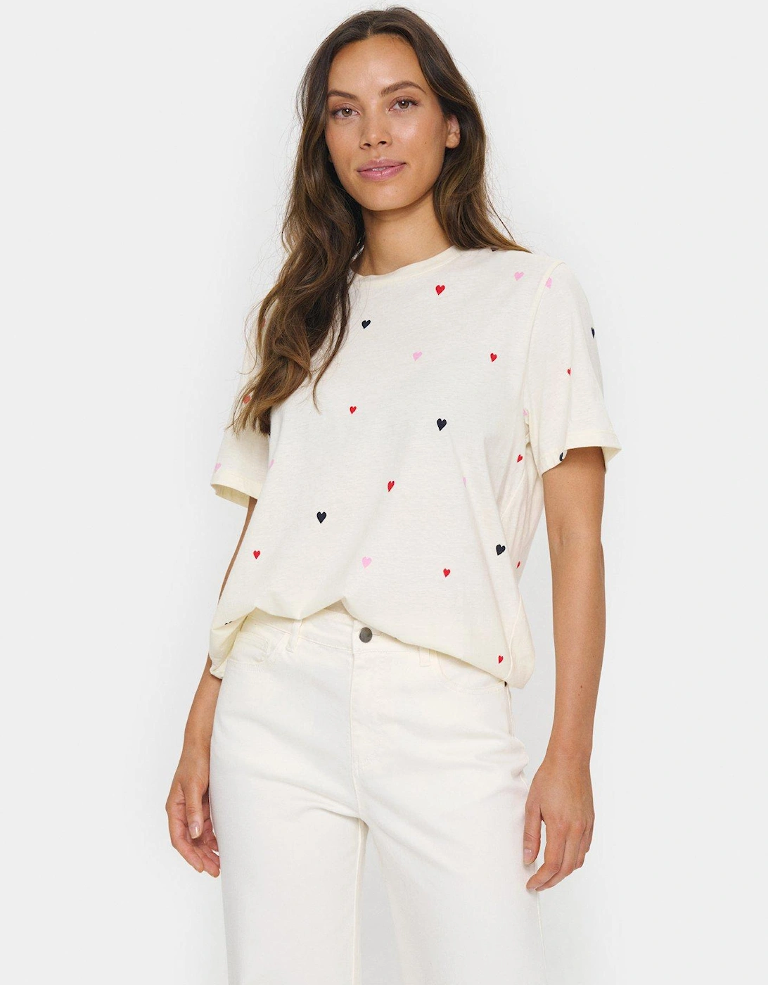 Johanna Heart Print T-Shirt - White, 2 of 1